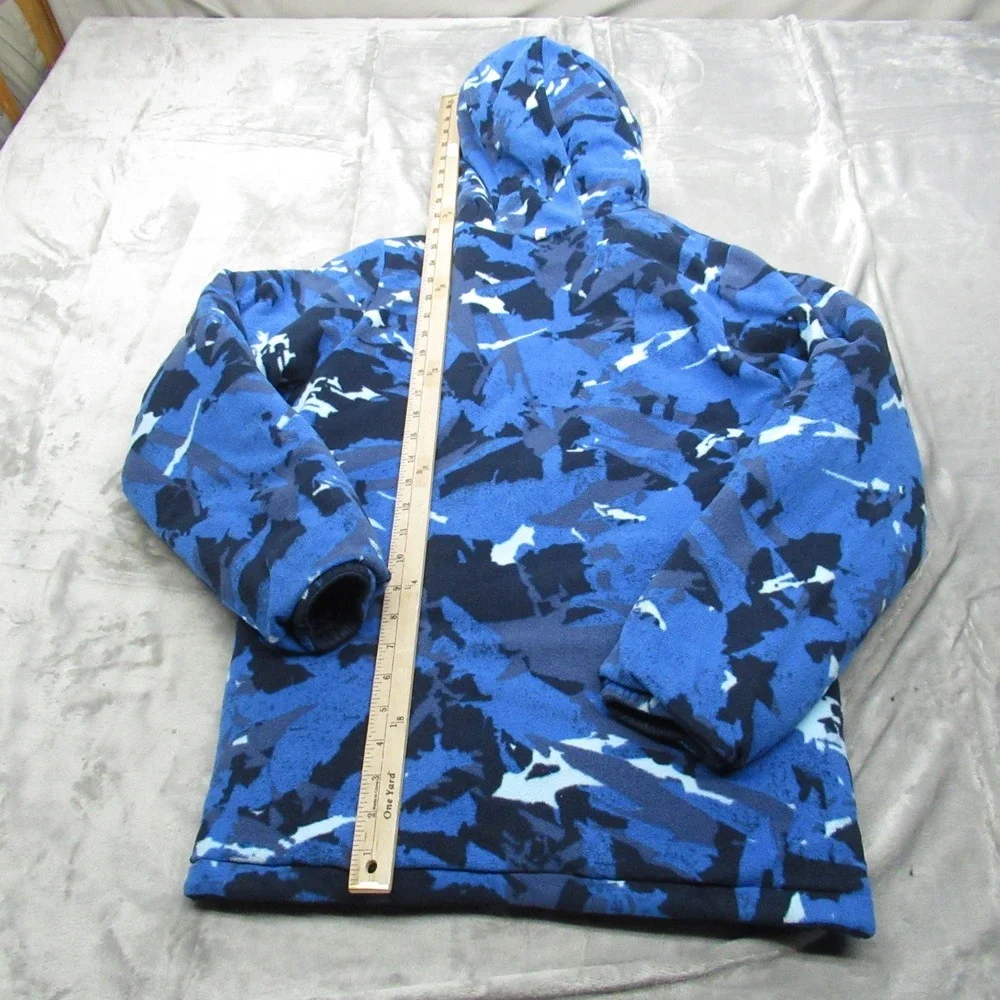 Columbia Jacket Kids XL Blue Camo Reversible Puffer Hooded Insulated Rain Winter